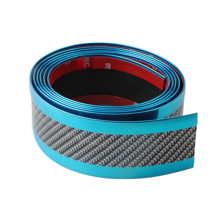 Auto Drempel Bescherming Adhesive Strip Koolstofvezel Auto Drempel Kras Bescherming Bumper Sticker Auto Styling Decoratie: Carbon fiber blue