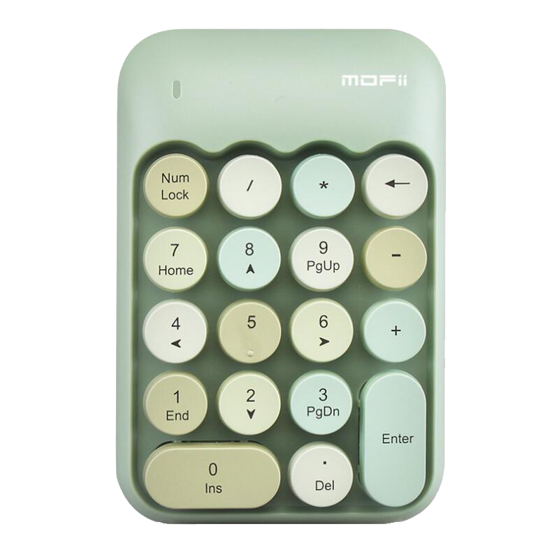 Notebook 3 in 1 Wireless Keyboard Mouse Numeric Combos 2.4G Wireless Number Pad Round Punk Mini Keyboard and Mouse Free Mousepad: Green Numeric