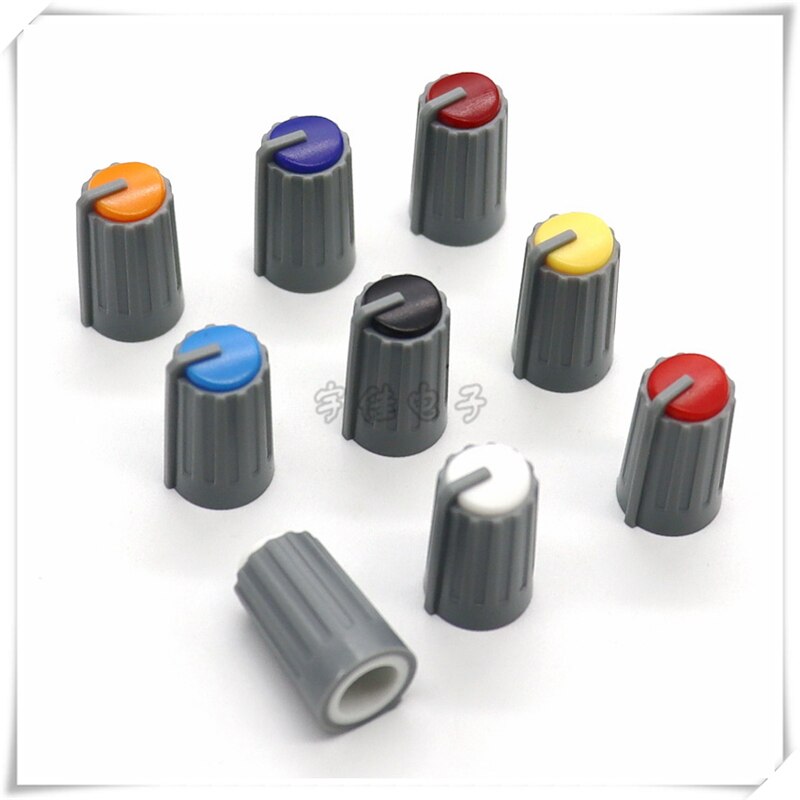 Pommeau de potentiomètre en plastique, demi-arbre 10.5x18MM, encodeur rotatif, bouton de commutation de volume adapté à l'axe D 6MM, 10 pièces