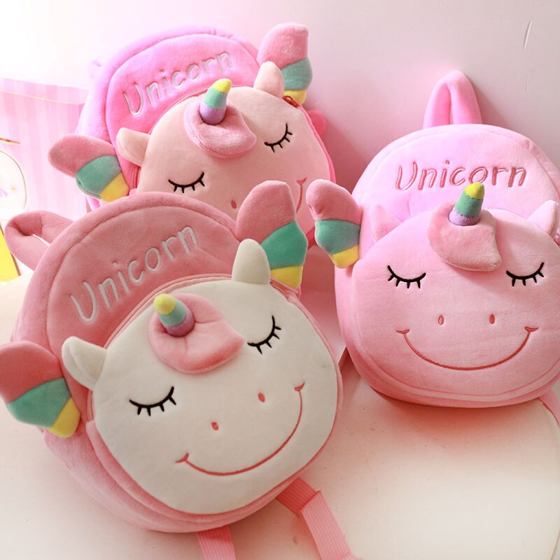 Eenhoorn Pluche Rugzak Voor Peuter Meisje Roze Zoete Kinderen Schooltas Met Rits Kind Cartoon Dier Rugzakken Voor Kawaii