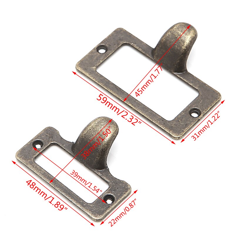 6x Handle File Name Card Cabinet Label Holder Antique Brass Drawer Pull Frame Furniture Hardware