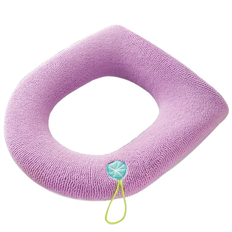 Winter Warm Toilet Seat Cover Closestool Mat 1Pcs Washable Bathroom Accessories Pure Color Soft Knitting Warmer Closestool Mat: Taro purple