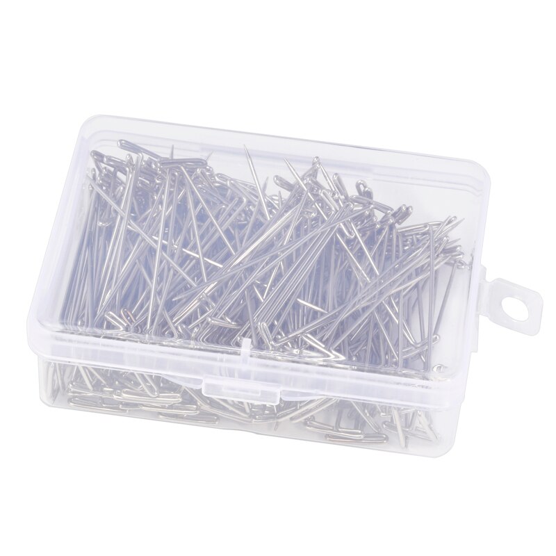 50PCS 27/32/38/45/51/53mm Long Silver T Shape Needles Pin for Wigs on Mannequin Head Hair Weaving Tools Salon Styling Tools