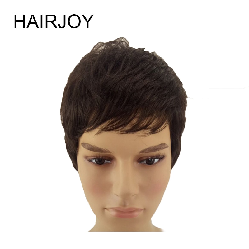 HAIRJOY Synthetic Hair Wigs Men Short Straight Wig Heat Resistant 4 Colors Available