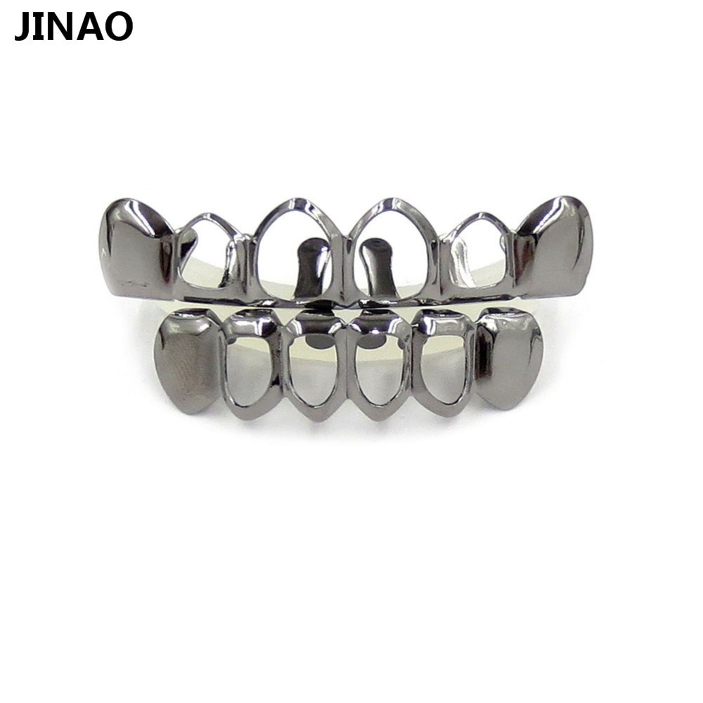 JINAO Hip Hop Gold Grillz Body Sieraden Vampire Hollow Grill Tanden Top & Bottom Grills Dental Mond Punk Tanden Caps cosplay Party