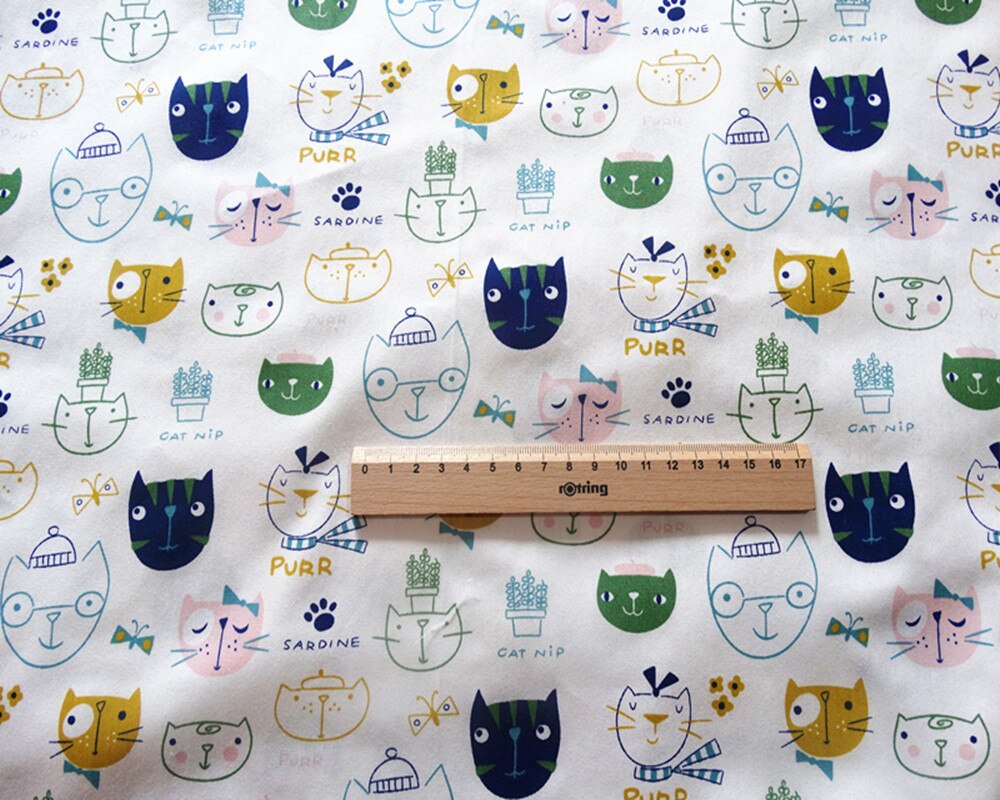 Telas de algodón con estampado de dibujos animados para tela de sarga de algodón para bebé y niña, bricolaje, costura de retales, hoja de tela de 50x160cm