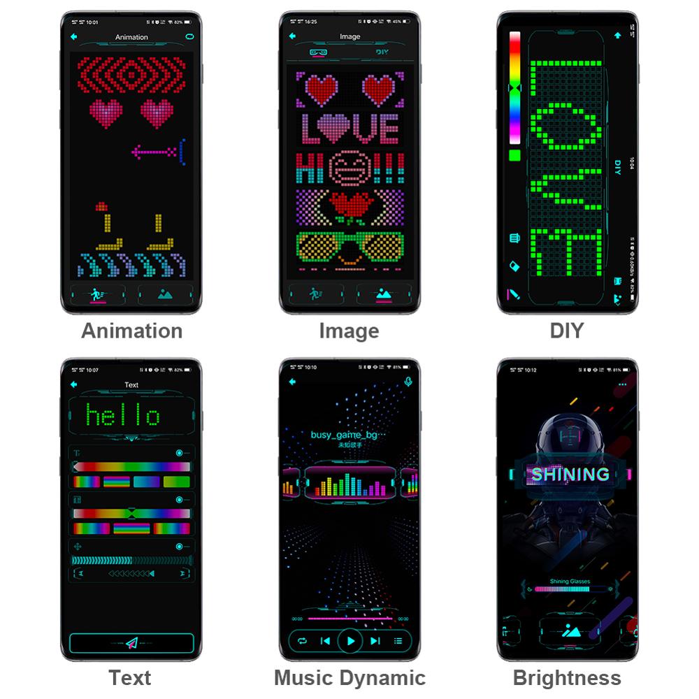 Full Color Led Display Bril App Controle Bluetooth Lichtgevende Diy Bewerken Kerst Verjaardagsfeestje Dansen Stralende Bril