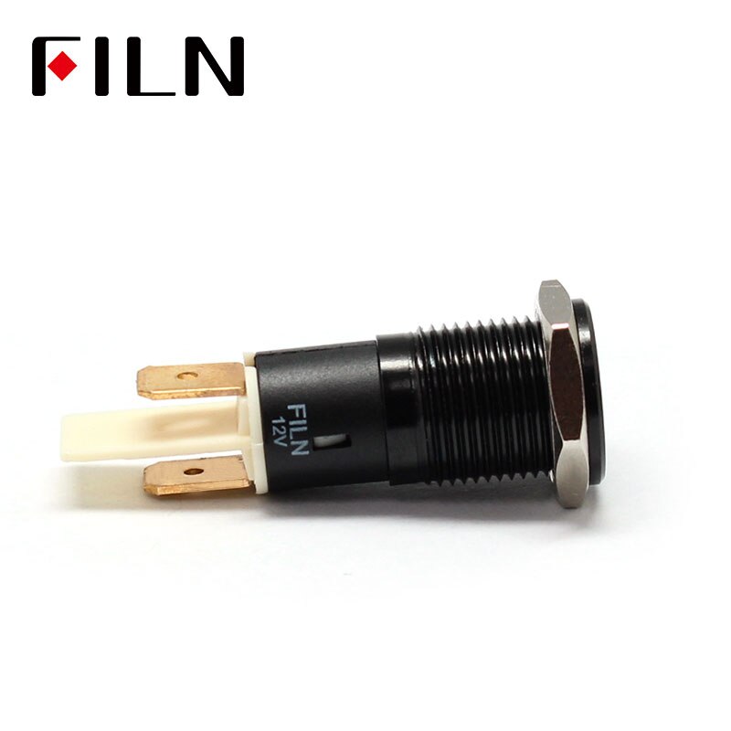 FILN – voyant lumineux led 12v avec broche, symbole de feux de route, pour tableau de bord de voiture, coque noire, 14mm