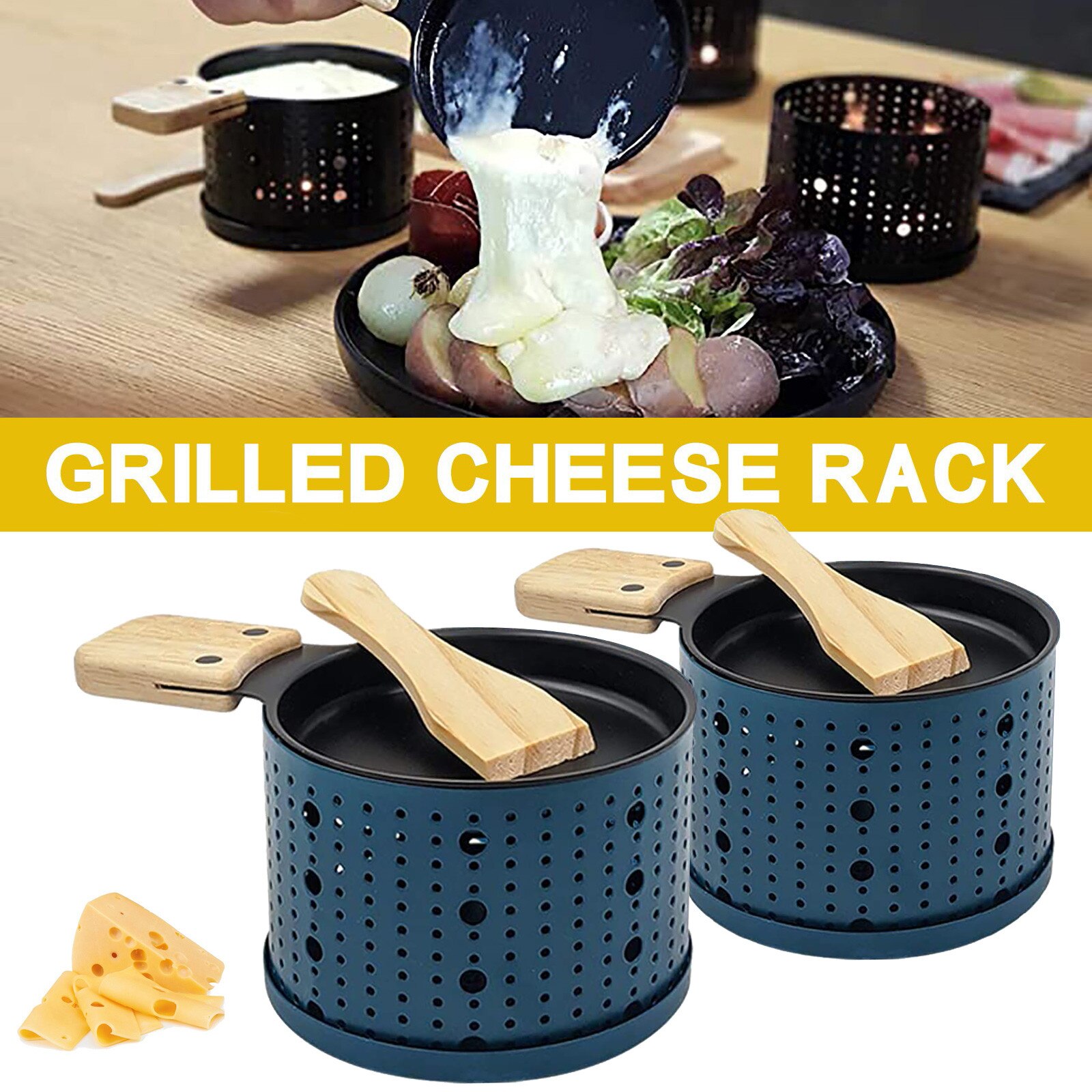 2Pcs Grill Kaas Raclette Set Non-stick Griller Mini Bbq Board Gebakken Kaas Oven Kaars Trage Oven Kaas brood Grill