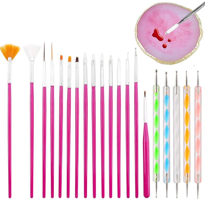 Juego de pinceles para uñas, suministros profesionales para uñas, Gel acrílico UV, dibujo, punteado, manicura, herramientas de artístico, accesorios de maquillaje: Gris oscuro