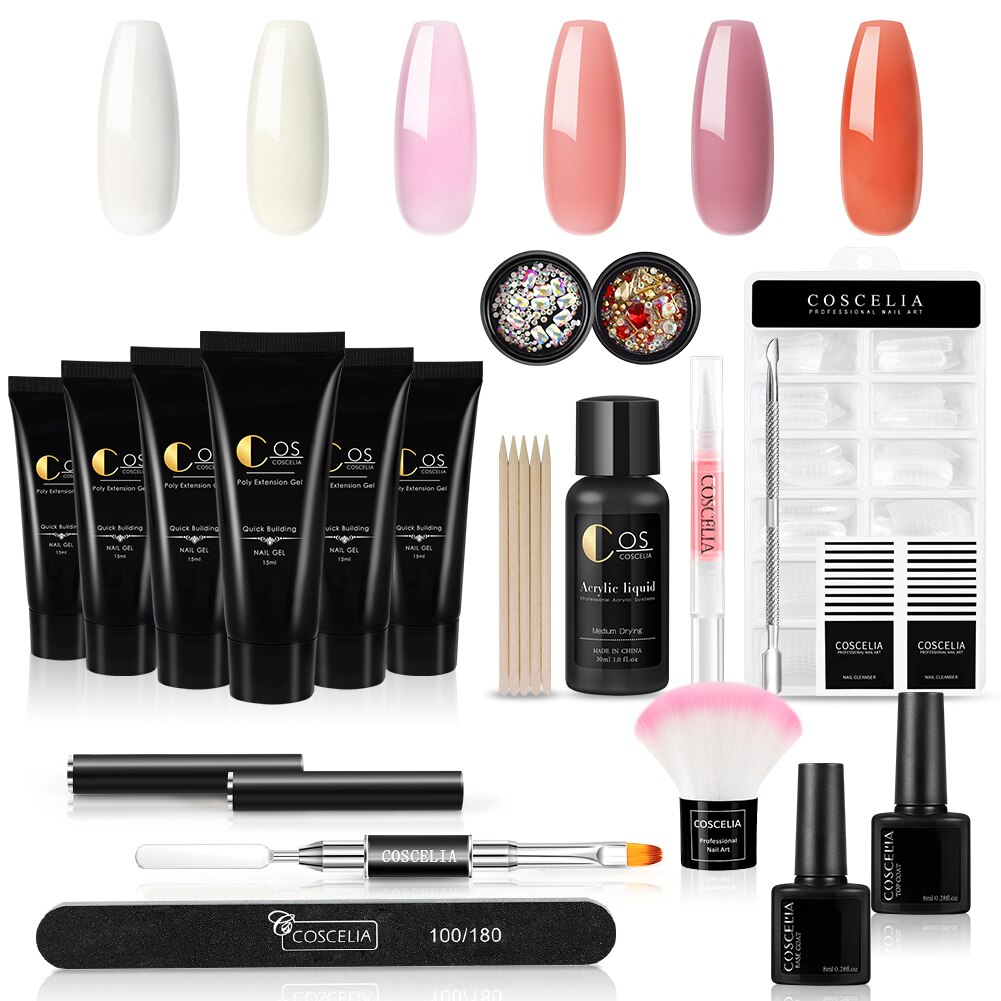 Manicure akryl poly negle gel kit sæt kunst dekorationer gel til forlængelse gel negle kit til negle: Sæt 01