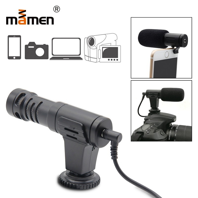 Mamen Mic 06 Hifi HD Stereo Mini Microfoon 3.5mm Condensor Video Camera Interview Cansert Mic Voor iPhone Samsung Microfoon