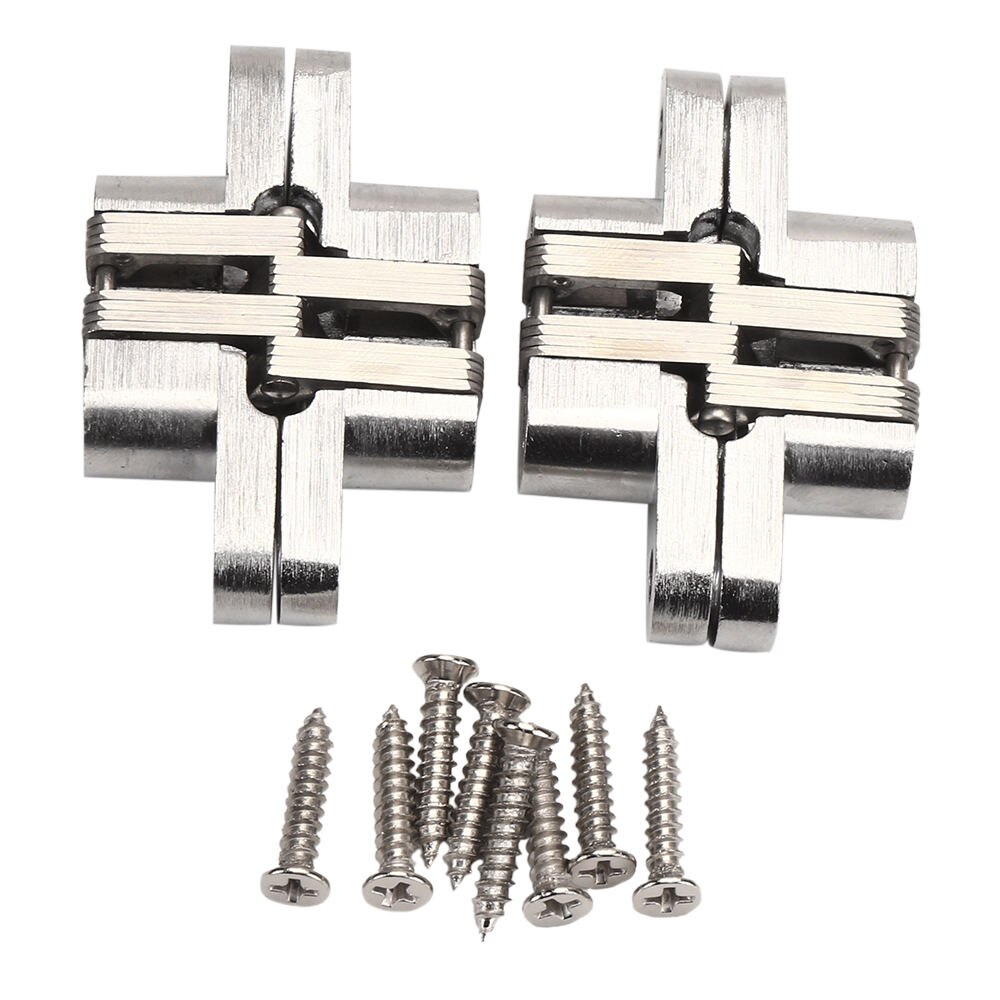 2pcs Stainless Steel Hidden Cross Hinge 60mm Built-in Concealed Cross Heavy-loading Folding Door Hinge Furniture Hardware