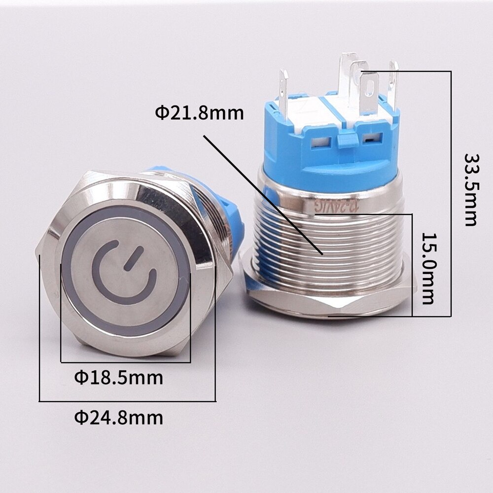 22mm metal button switch LED Light Waterproof illuminated PC Power Switch Metal Doorbell Horn Push Button Switch 5v 24v 220v