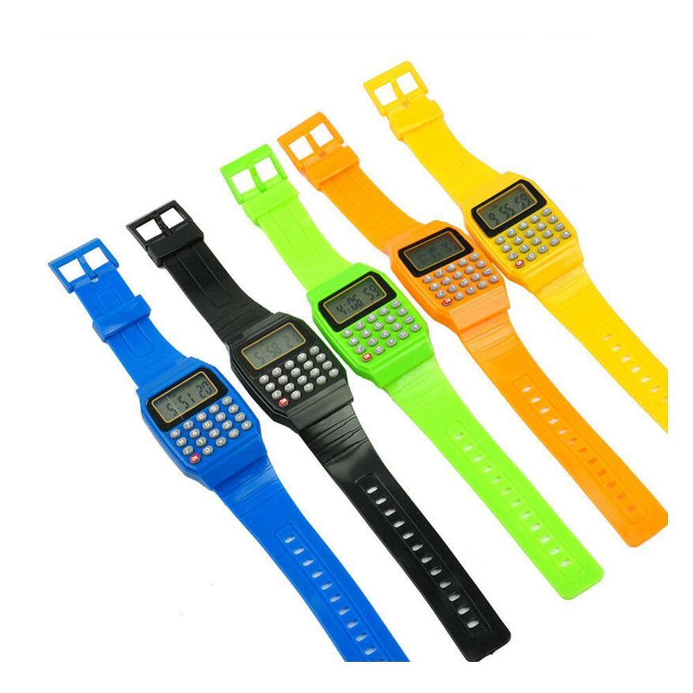 Child Silicone Electronic Calculator Date Time Multifunction Watch Wrist Calculator Watches P8H3