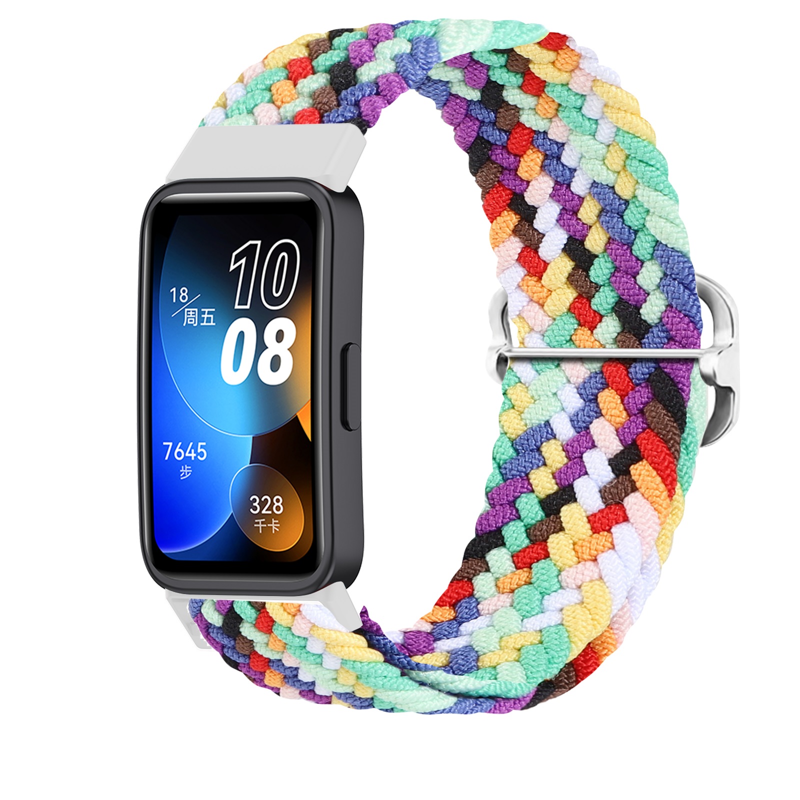 Gevlochten Solo Loop Voor Huawei Band 9 8 7 Band Verstelbare Smartwatch Accessoires Elastische Nylon Armband Correa Huawei Band8 Band: Red black / 16mm