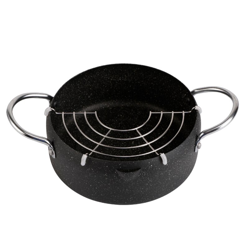 Deep Fryer Maifan Stone Tempura Deep Frying Pan Fried Chicken Pan with Oil Strainer Cooking Tools Kitchen Utensils: Default Title