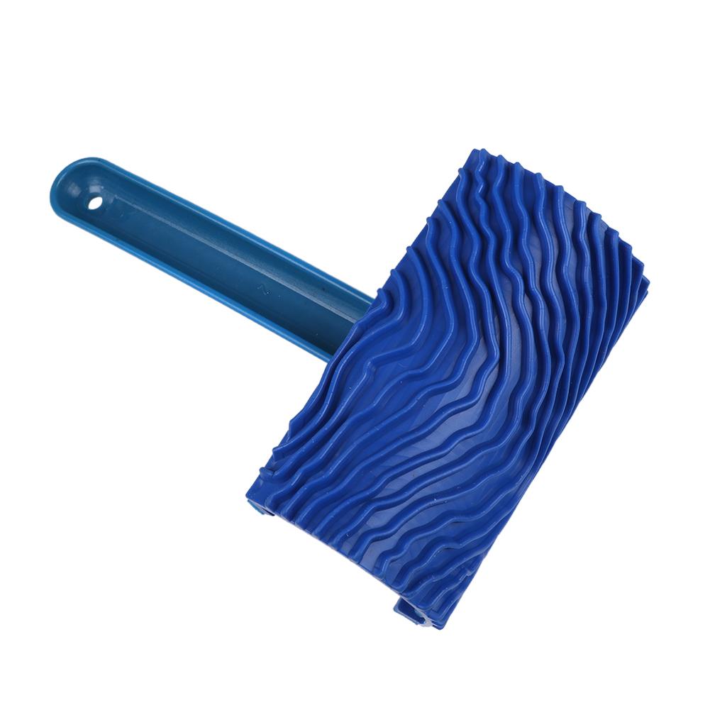 Blått gummi träkorn färg roller diy graining målningsverktyg med handtag