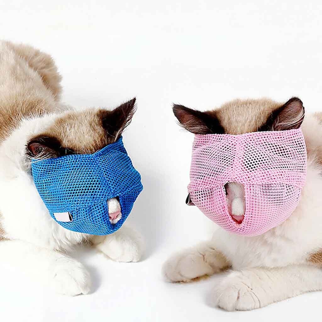 Andningsbar katt nätmask katt munkorg anti bite kattunge mus munkorg för att bita bad skönhet reseverktyg katter grooming tillbehör