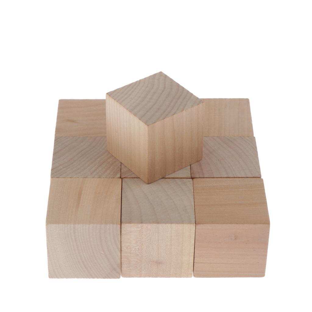 5Cm Houten Kubussen, 10Pcs Onvoltooide Vierkante Houten Blokken Voor Kinderen Wiskunde Onderwijs, Ambachten & Diy Projecten