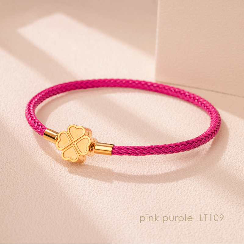 MOONLIGHT Mode Klassieke Klavertje Vier Armband voor Vrouwen Roestvrij Staal Gevlochten Armband Vrouwelijke Sieraden 10 Kleuren: 21cm / Hot Stamping