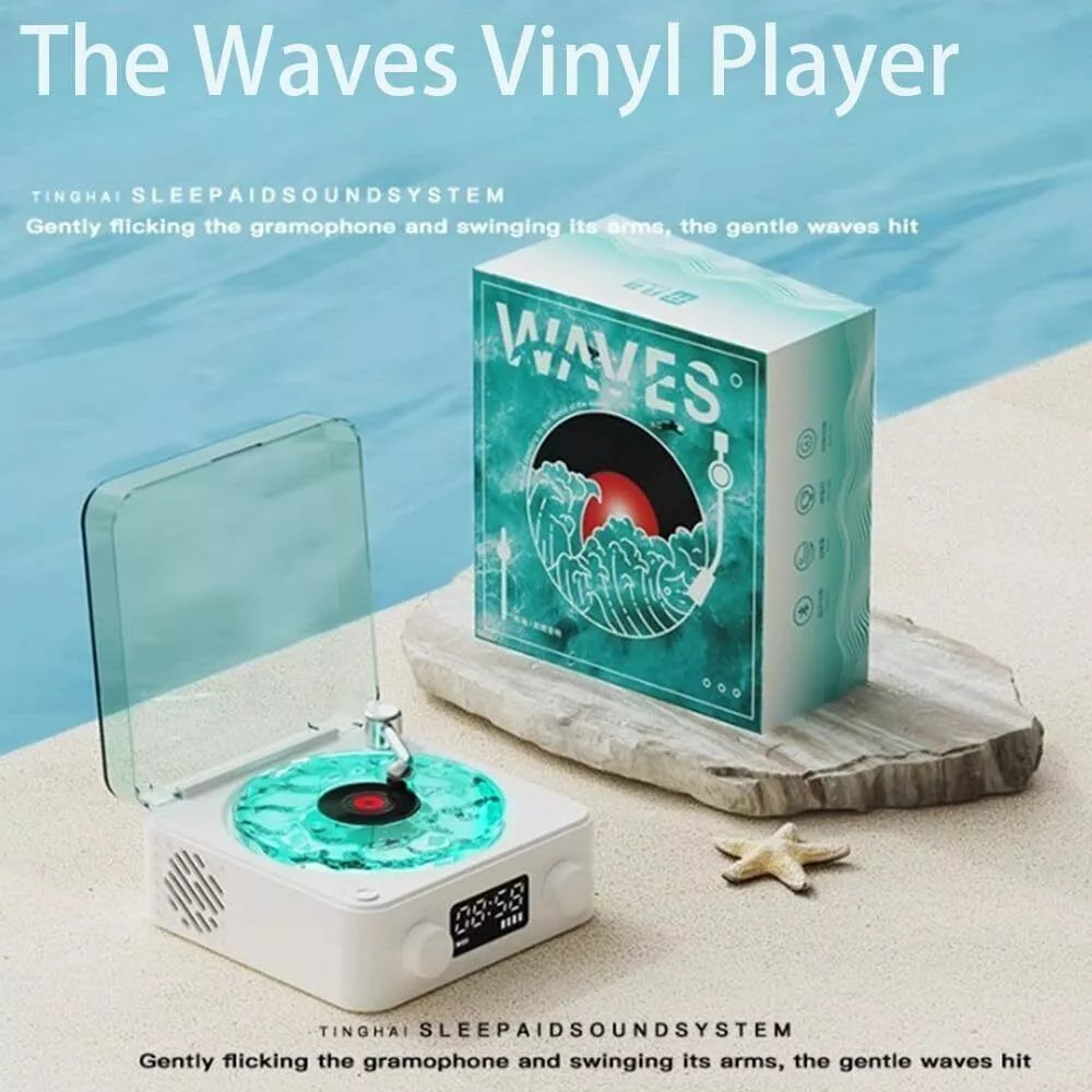 Altavoz de tocadiscos Retro con ruido blanco, reproductor de discos de vinilo inalámbrico con Bluetooth, sonido estéreo, efecto de lámpara de proyección RGB