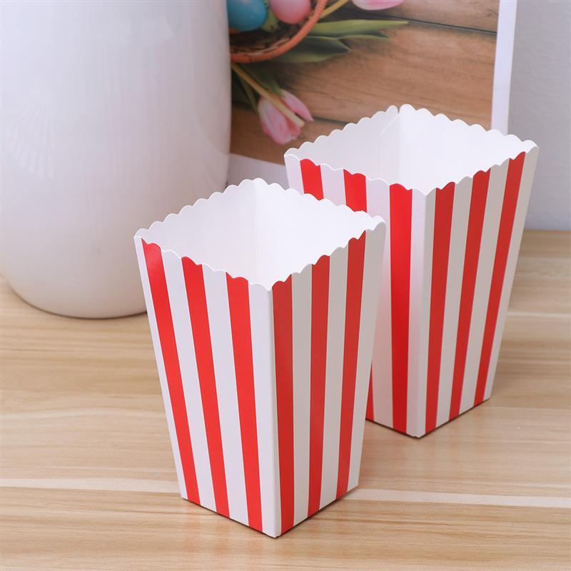 24 stk popcorn kasser holder beholdere kartoner papirpose stribe boks til biograf dessertborde bryllup favor fest forsyninger