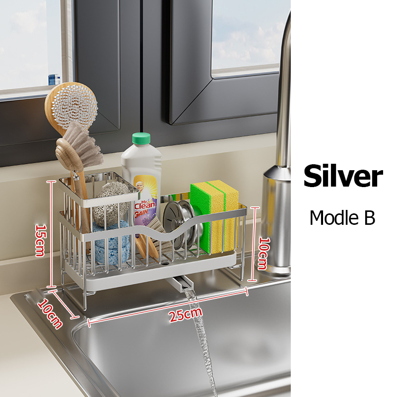 Kitchen Stainless Steel Sink Drain Rack Sponge Storage Holder Soap Drainer Towel Rack Shelf Organizer Kitchen Accessories Faucet