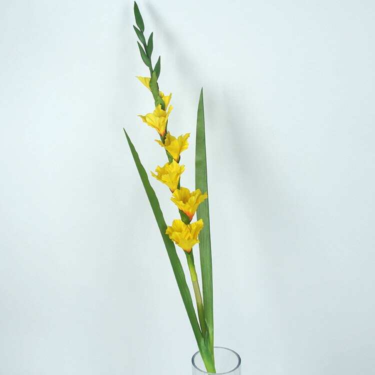 Høj efterligning stor gladiolus gulv håndværk kunstig blomst kunstig silke blomst håndlavet blomst desktop møbler: Gul