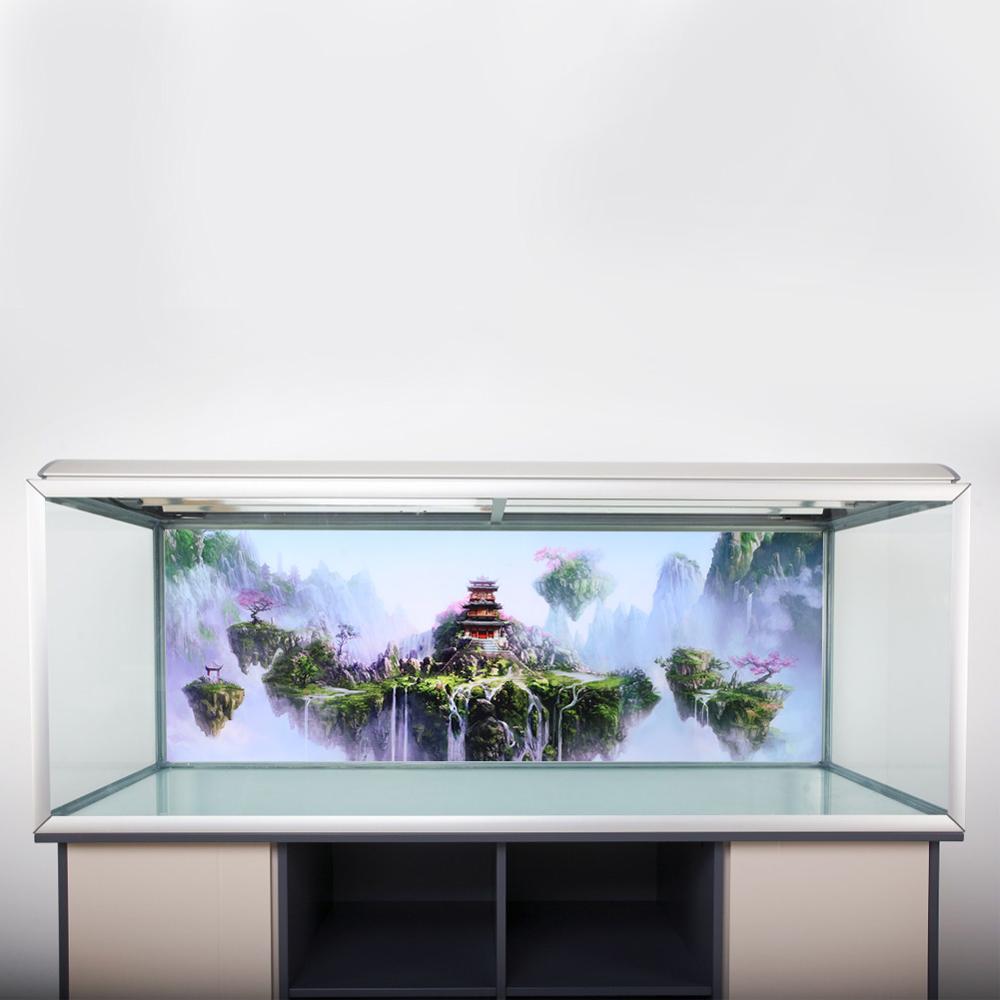 PVC Aquarium Landscape Sticker Poster Fish Tank 3D Background Sky Doublesided Stickers Ocean Background Ornament Poster Decor