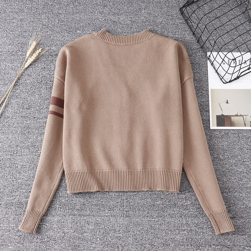 Sl efterår kvinders sweater strikvarer rød blød søster dejlige søde tegneserie japansk korea jk teenagere piger søde sweater cardigans