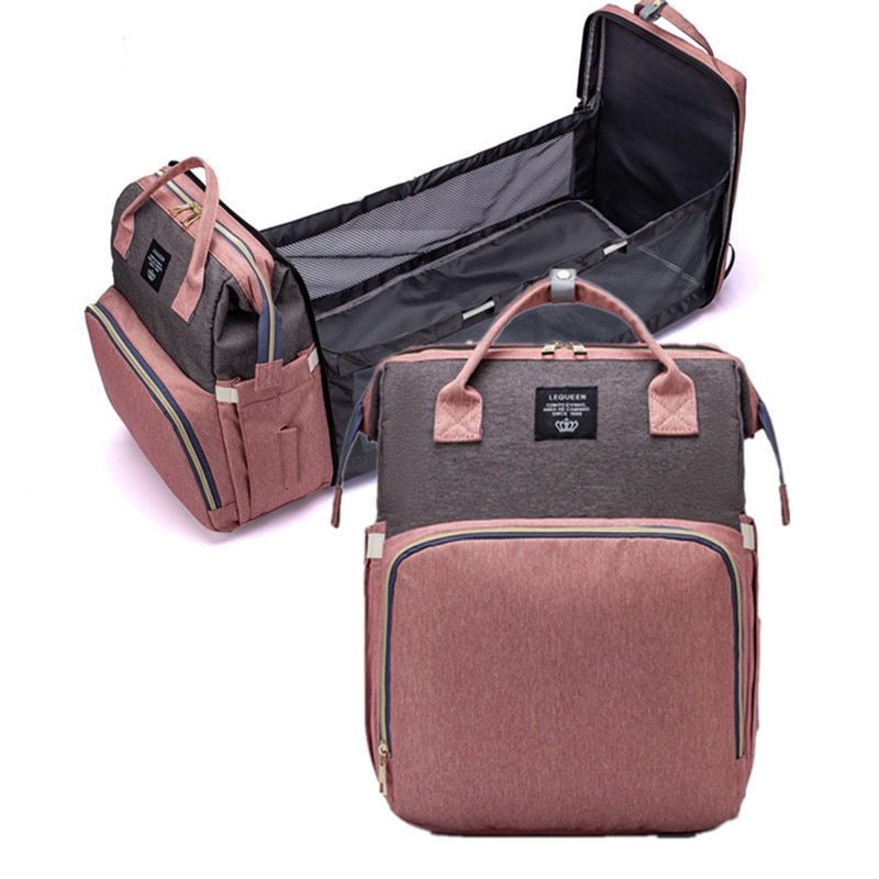 Lequeen – sac à langer en tissu imperméable pour maman, de berceau, sac à dos à crochets pour matelas à langer, sac de lit de maternité LPB22
