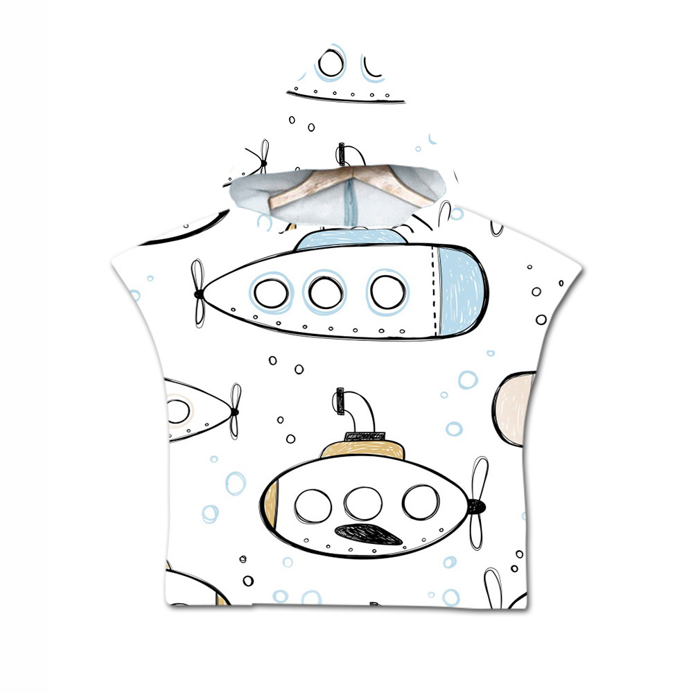 Microfiber Gedrukt Kids Strand Poncho Handdoek Outdoor Kind Wetsuit Veranderende Gewaden Met Mantel Quick Dry Hooded Badhanddoeken 60*80Cm: 15