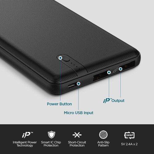 Original Spigen Essential F711D 10000 mAh 2C 5V 2.48A iP (Intelligent Power Tech) portable Fast Charger-Powerbank