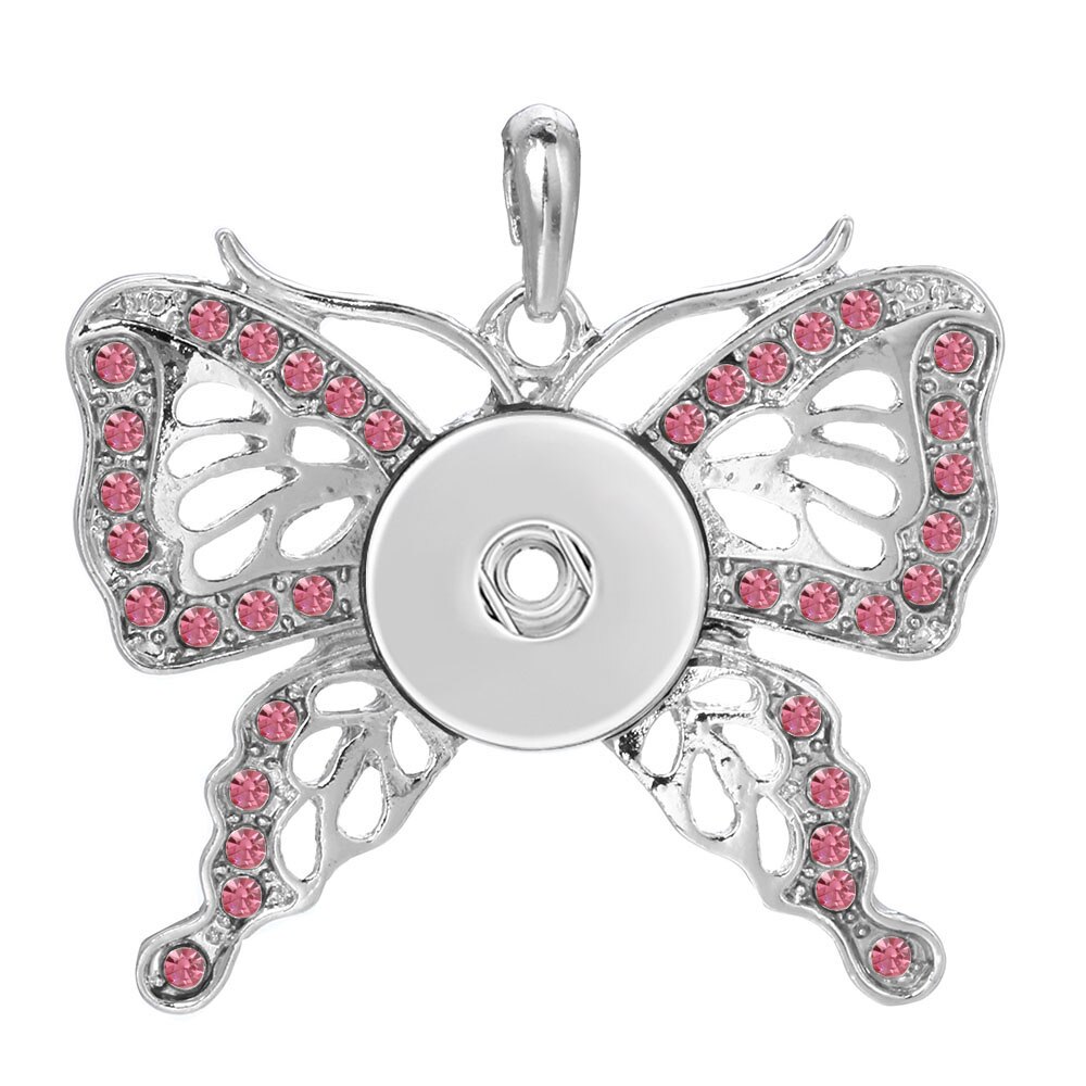 Colorful Butterfly Snap Button Pendant Jewelry Fit 18mm Metal Snap Buttons Jewelry Snap Pendant Necklace ZG146: 13