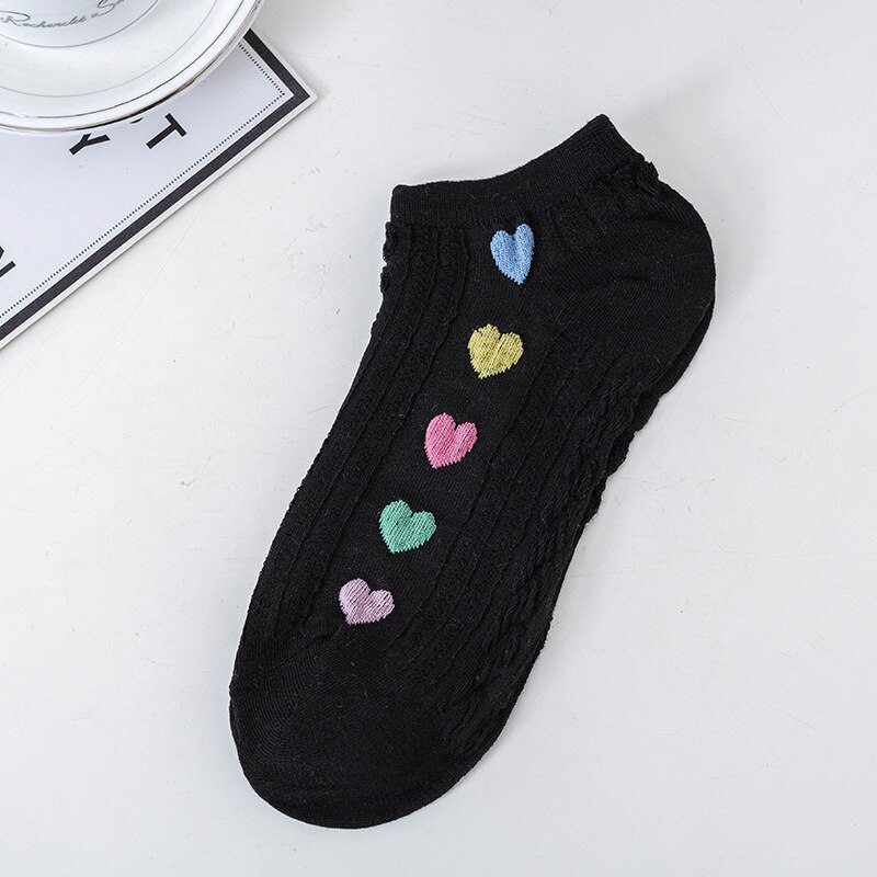 1 par de novas meias de coração bonito feminino curto kawaii listrado estudante meias cor sólida vermelho coração meias esportivas socks socks socks socks: hei-love-duan