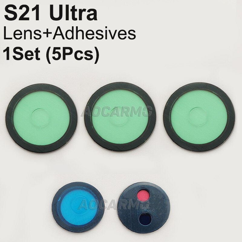 Aocarmo Voor Samsung Galaxy S21U S21 Ultra Achter Back Camera Lens Glas Met Frame Sticker Lijm: 5 Pcs Lens