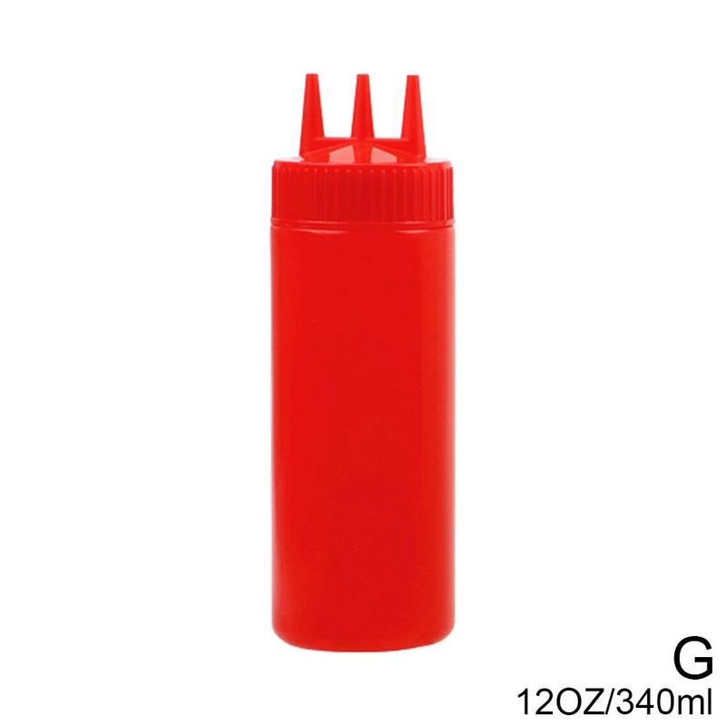 3 hole squeeze bottle screw cap squeeze bottle food grade plastic salad bottle ketchup mustard sauce mayonnaise soy sauce olive: G