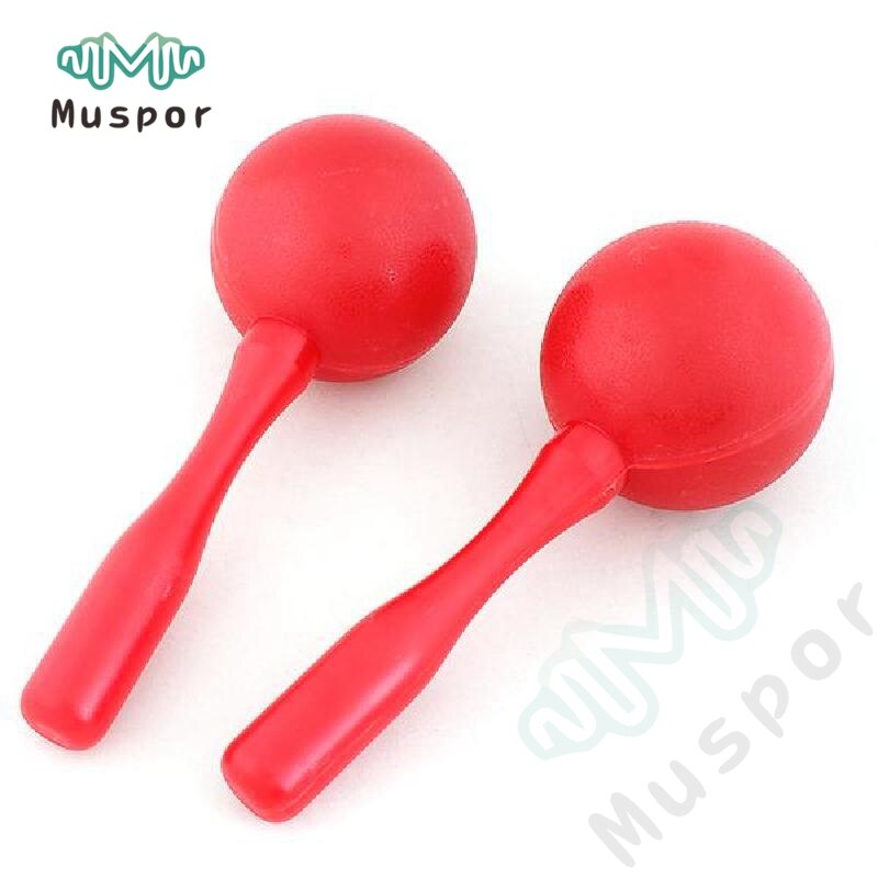 2 x Maracas rojas de plástico agitador sonajeros percusión Karaoke Disco niños Orff instrumentos