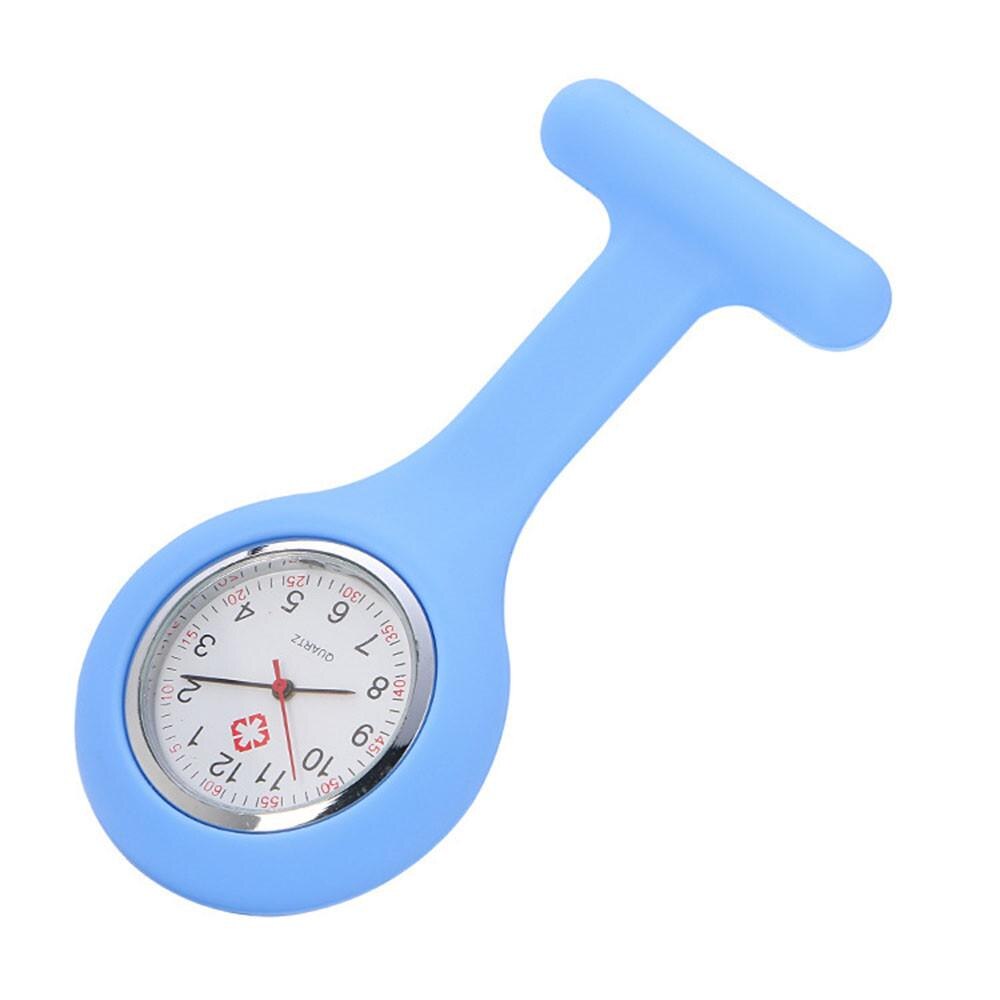 Nurse Watch Pocket Horloges Voor Meisjes Siliconen Verpleegster Horloge Broche Tuniek Eenvoudige En Stijlvolle Horloge Reloj De Regalo: Light Blue