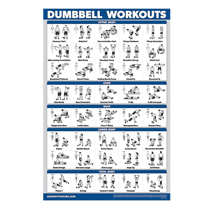 Fitness Workout Posters-Bodyweight Exercise Posters For Body Workout-Core,Abs,Legs,Glutes &amp; Upper Body Training Program: Default Title