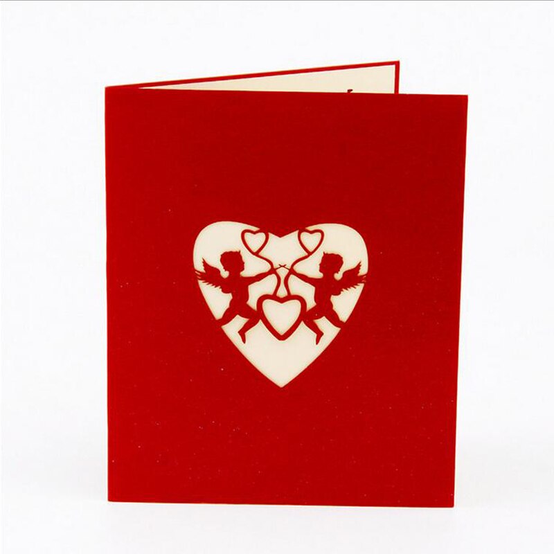3D Pop Up Foldable Cut Paper Greeting Cards Handmade Love Cupid Post Cards Valentines Wedding Xmas