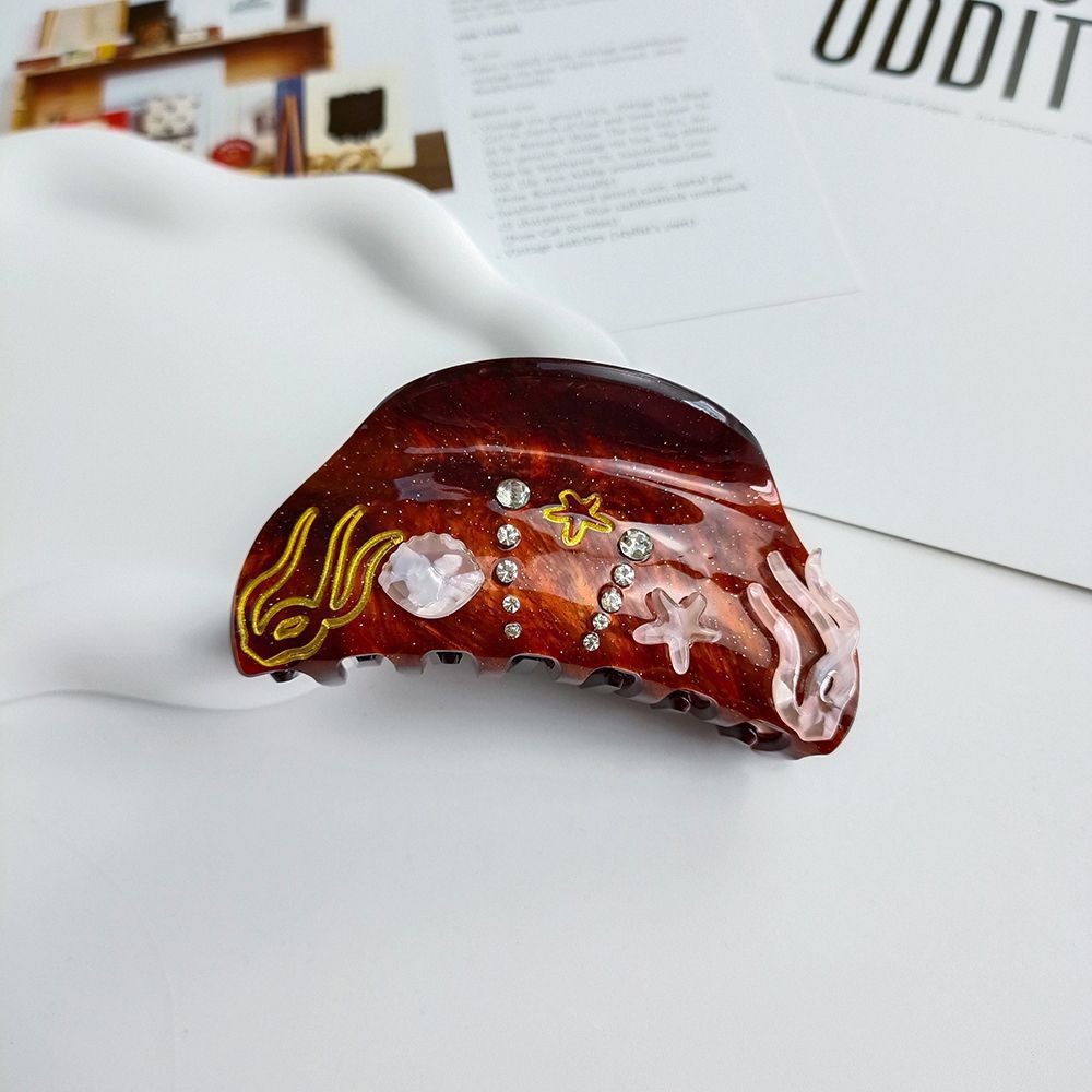 DuoShang Summer Rhinestone Starfish Hair Claw Acrylic Claw Clips Beach Ocean Series Crab Hair Clips for Women Hair Accessories: Blue