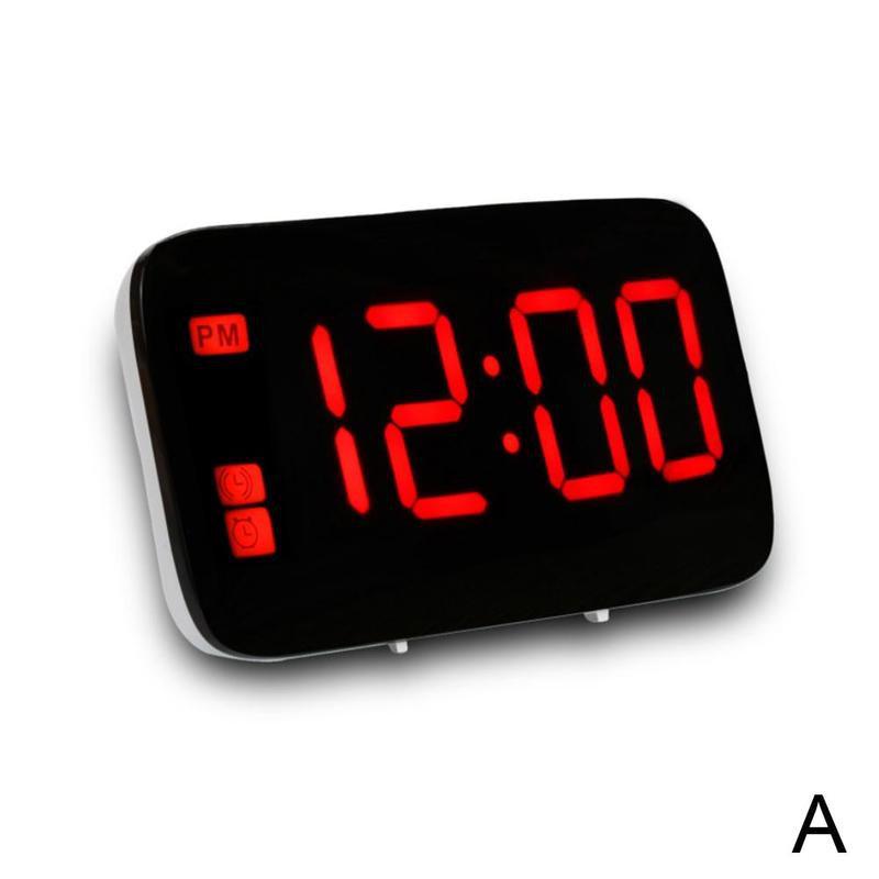 Stor skärm tyst digital väckarklocka elektronisk klocka led display spegel snooze bord skrivbord väckarklockor natt ljus: Default Title