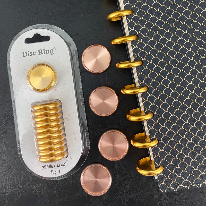 28mm 11pcs Aluminum Metal Gold Disc Planner Disc Binding Rings for Notebooks Binding Discs Planner Ring Binder Discbound Discs