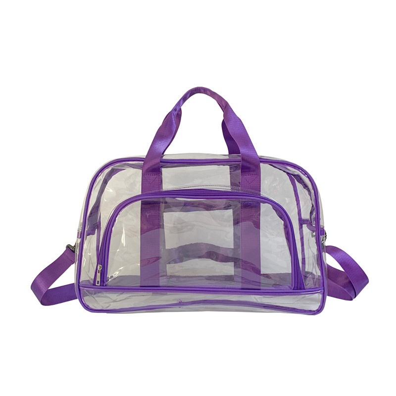 Sac de voyage transparent de grande capacité, sac à bandoulière en PVC transparent, rangement de fitness, sac à main transparent, 1PC: Violet