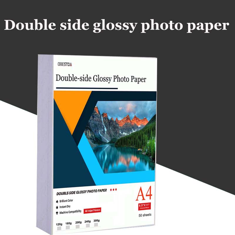 50 A4 Sheets double sided High Glossy Photo gloss For Inkjet Printer Photo white card Paper Coated paper