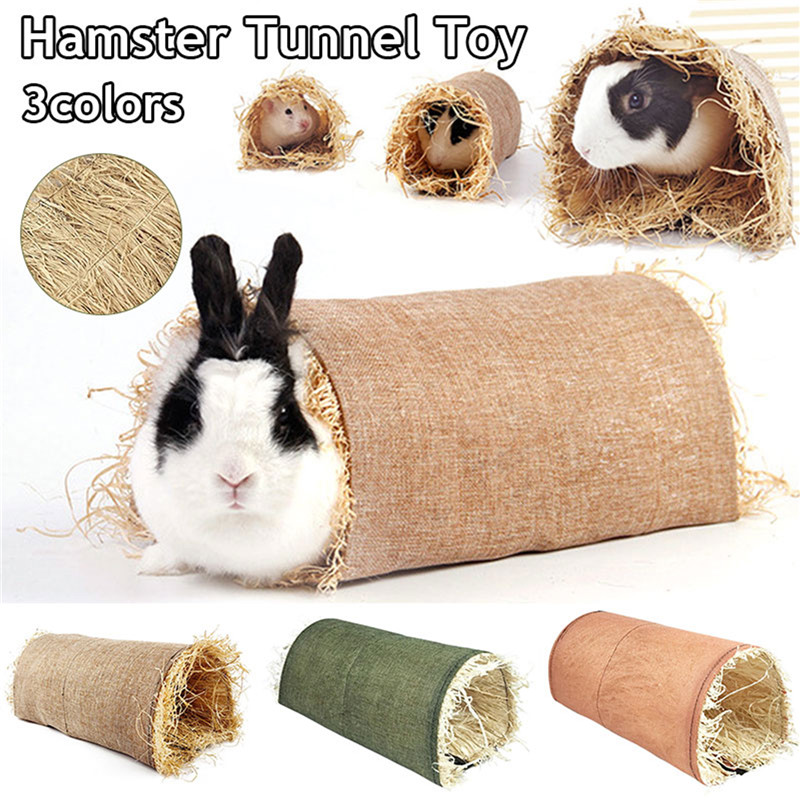 Animal de compagnie lapin Tunnel jouet lapin cochon d'inde Chinchilla herbe nid Hamster tapis ours doré cochon d'inde nid tapis arc Tunnel jouets