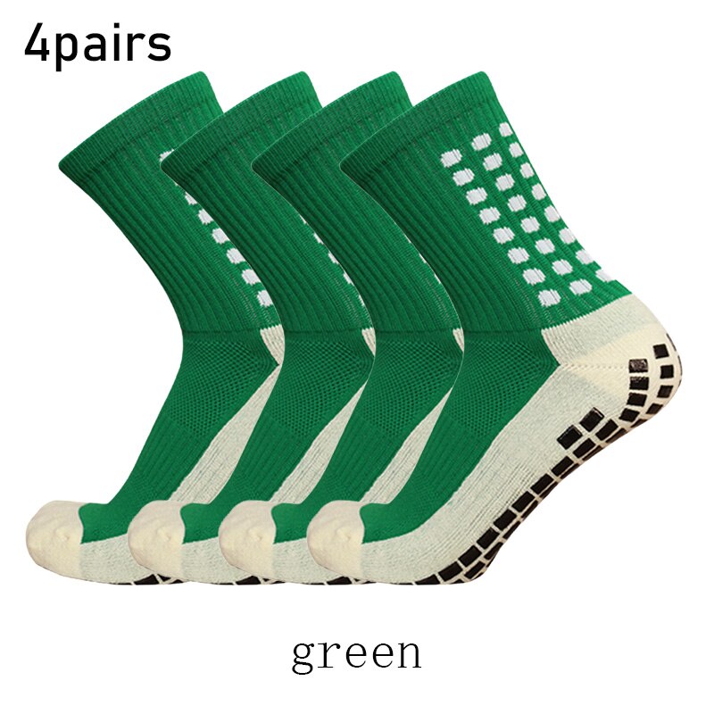 4pairs /set Football Socks Multiple Colour Suction Cup Grip Anti Slip Soccer Socks Sports Men Women Outdoor Rugby Socks: green