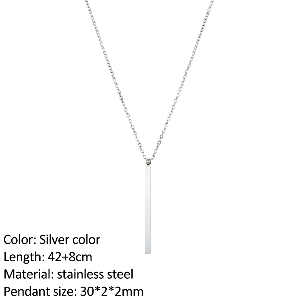 SUNIBI-collares con colgante de barra Vertical para mujer, cadena Lariat larga Simple de acero inoxidable, collar colgante minimalista, de joyería